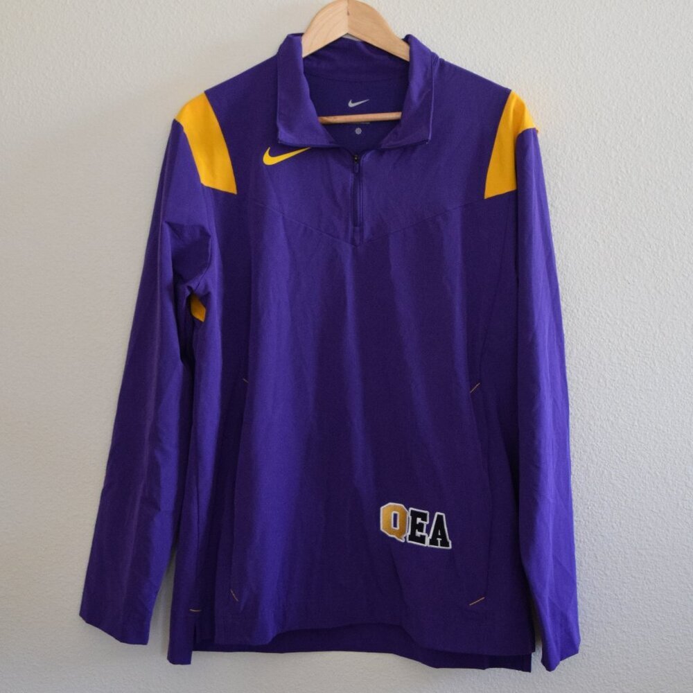 NIKE QEA Quarter Zip Pullover Windbreaker Jacket In Purple & Gold Size M
